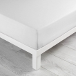 Drap housse 1 personne 90 x 190 cm uni 57 fils lina Blanche, image n° 2