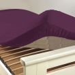 Drap housse 1 personne 90 x 190 cm uni 57 fils lina Myrtille, image n° 1