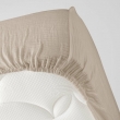 Drap housse 2 personnes 140 x 190 cm double gaze coton 57 fils Angelia Sable, image n° 3