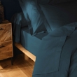 Drap housse 2 personnes 140 x 190 cm uni 57 fils lina Bleu, image n° 3
