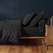 Drap housse 2 personnes 140 x 190 cm uni 57 fils lina Noir, image n° 5