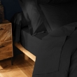 Drap housse 2 personnes 140 x 190 cm uni 57 fils lina Noir, image n° 3