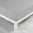 Drap housse 2 personnes 140 x 190 x 30 cm Linette coton lavé  57 fils Gris, image n° 1