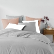Drap housse 2 personnes 140 x 190 x 30 cm Linette coton lavé  57 fils Gris, image n° 3