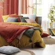 Drap housse 2 personnes 160 x 200 cm double gaze coton 57 fils Angelia Jaune, image n° 4