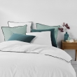Drap housse 2 personnes 160 x 200 x 30 cm Linette coton lavé  57 fils Blanc, image n° 3