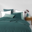 Drap housse 2 personnes 160 x 200 x 30 cm Linette coton lavé  57 fils Pétrole, image n° 4