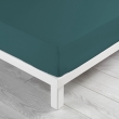 Drap housse 2 personnes 160 x 200 x 30 cm Linette coton lavé  57 fils Pétrole, image n° 1