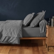 Drap housse 2 personnes 180 x 200 cm uni 57 fils lina Anthracite, image n° 5