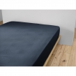 Drap housse 200 x 200 cm king size double gaze de coton Gaïa Bleu nuit, image n° 2