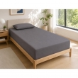Drap Housse 90x190 cm 1 Place 100% Coton 57 Fils/cm&sup2; Bonnet 30 cm Ardoise, image n° 1