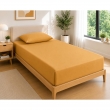 Drap Housse 90x190 cm 1 Place 100% Coton 57 Fils/cm&sup2; Bonnet 30 cm Miel, image n° 1