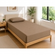Drap Housse 90x190 cm 1 Place 100% Coton 57 Fils/cm&sup2; Bonnet 30 cm Taupe, image n° 1