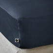 Drap housse king size 180 x 200 cm satin de bambou Salomé Bleu nuit, image n° 2