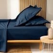 Drap housse King size 180 x 200 x 30 cm coton bio 57 fils Biolina Bleu nuit, image n° 2