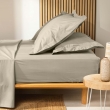 Drap housse Queen size 160 x 200 x 30 cm coton bio 57 fils Biolina Taupe, image n° 2