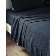 Drap plat 240 x 300 cm Double gaze de coton luxe Gaïa Bleu marine, image n° 1