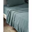Drap plat 270 x 300 cm Double gaze de coton luxe Gaïa Bleu canard, image n° 1