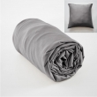 Ensembe drap housse 140 x 190 cm + 2 taies 60 x 60 cm en bambou de satin Salomé Anthracite, image n° 1