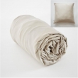 Ensembe drap housse 140 x 190 cm + 2 taies 60 x 60 cm en bambou de satin Salomé Naturel, image n° 1