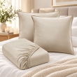 Ensemble de lit drap housse 180 x 200 cm Satin de bambou 120 fils SALOM&Eacute; Pampa 2 taies 60 x 60 cm, image n° 1