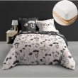 Ensemble Housse de Couette Iris 240 x 220 cm + 2 Taies en Percale de Coton 78 Fils avec Drap Housse Blanc 140, image n° 1