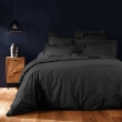 Housse de couette 2 personnes 240 x 220 cm uni 57 fils lina Noir, image n° 1