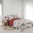 Housse de couette 240 x 220 cm polycoton  52 fils + 2 taies Vagueline rouge, image n° 4
