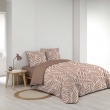 Housse de couette 260 x 240 cm coton 57 fils MORGANE Mocha + 2 taies, image n° 4