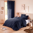 Housse de couette 260 x 240 cm en gaze de coton naturelle + 2 taies Bleu marine, image n° 1