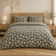 Housse de couette r&eacute;versible 240 x 220 cm gaze de coton FLORA Romarin, image n° 1