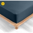 Lot de 2 Drap housse percale de coton 78fils ultra doux 160 x 200 cm Bleu nuit, image n° 1