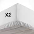 Lot de 2 Draps housse bonnet 30 cm 2 personnes 140 x 190 cm microfibre Oscar Blanc, image n° 1