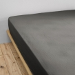 lot de 2 Draps housse luxe double gaze de coton 140 x 190 x 30 cm Nuit douce Anthracite, image n° 2