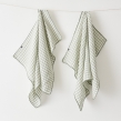 lot de 2 essuie-mains 50 x 70 cm gaze de coton tiss&eacute;e teinte vickie eucalyptus, image n° 1