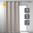 Lot de 2 Rideaux a oeillets 135 x 260 cm 100% occultant thermique uni occultissime Beige, image n° 1