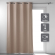 Lot de 2 Rideaux a oeillets 135 x 260 cm 100% occultant thermique uni occultissime Noisette, image n° 1