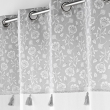 Lot de 2 rideaux a oeillets 140 x 240 cm poly-coton + pompons Flavie Gris, image n° 3
