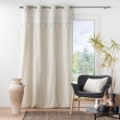 Lot de 2 Rideaux  a oeillets 140 x 240 cm polycoton+ pompons Isalina Blanc, image n° 4