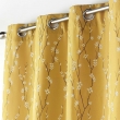 Lot de 2 Rideaux a oeillets 140 x 260 cm polyester appliqué Sakura Jaune, image n° 3
