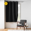 Lot de 2 Rideaux petite hauteur 135 x 180 cm isolant thermique microfibre Micropolar Noir, image n° 1
