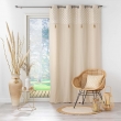 Lot de 2 rideaux tamisant en coton 140 x 240 cm + pompons Rafina Or, image n° 5