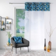 Lot de 2 Voilages 140 x 240 cm voile sablé + haut velours Clairine Bleu, image n° 2