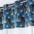 Lot de 2 Voilages 140 x 240 cm voile sablé + haut velours Clairine Bleu, image n° 3