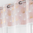 Lot de 2 Voilages 140 x 240 cm voile sablé + haut velours Clairine Rose, image n° 3