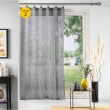 Lot de 2 Voilages &agrave; anneaux 140 x 240 cm voile tiss&eacute; Linka Anthracite, image n° 1