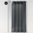 Lot de 2 Voilages  a oeillets 140 x 240 cm effet lin tissé Zazy Anthracite, image n° 1