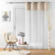 Lot de 2 Voilages a oeillets 140 x 240 cm voile sablé + pompon Sundore, image n° 2