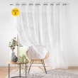 Lot de 2 voilages grande largeur 300 x 240 cm voile sablé Lissea Blanc, image n° 1