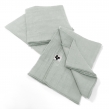 lot de 3 serviettes 40 x 40 cm gaze de coton unie gaïa eucalyptus, image n° 3